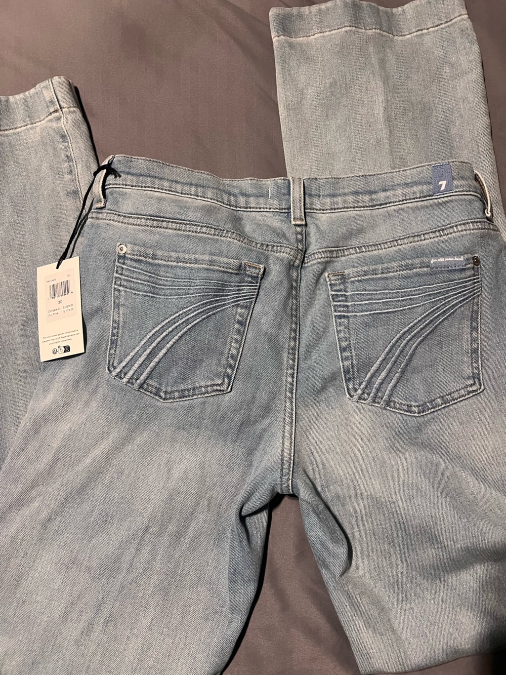 NWT 7 for Mankind Dojo style Light Blue Women's jeans horse riding wide leg 30